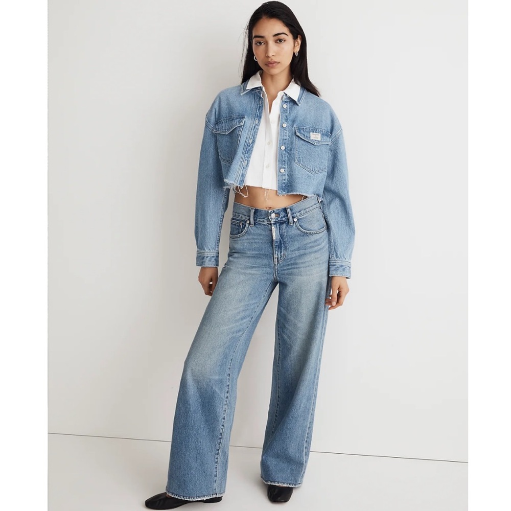 MADEWELL X MOLLY DICKSON DENIM OVERSIZED CROP JACKET OATMAN WASH SIZE LARGE NWT